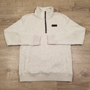 Cinch Womens Quarter Zip Knit Pullover Sweater Gray Size Small Patch Logo